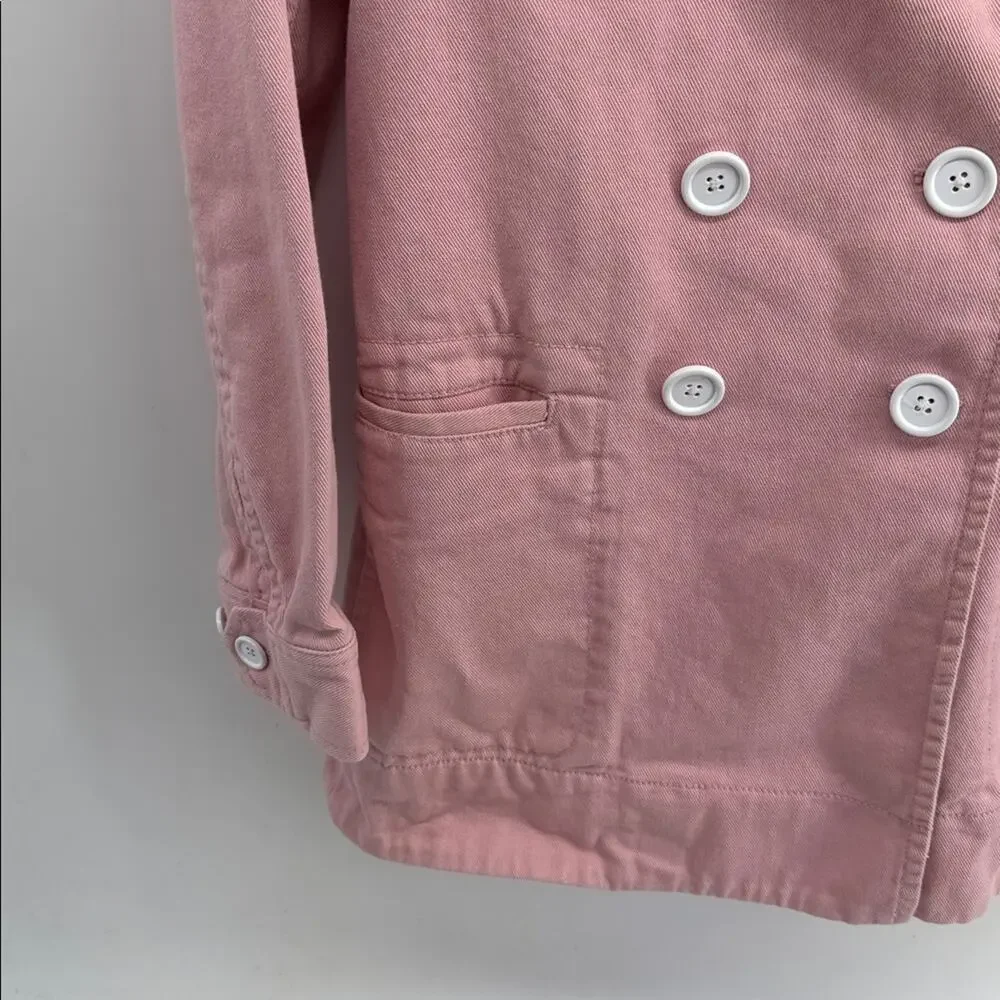 J. Crew cotton twill double breasted partially lined pink pea coat sz 4 - Picture 4 of 7